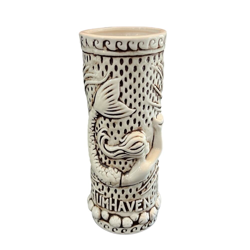 TikiRob Tiki Rob Ceramic Rumhaven Mermaid Mug 6.75" Hawaii Beach 3D Vase Glass